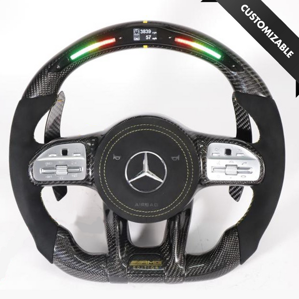 Mercedes-Benz 2020 AMG Performance Style Customizable Carbon Fiber Steering Wheel - Carbon City Customs