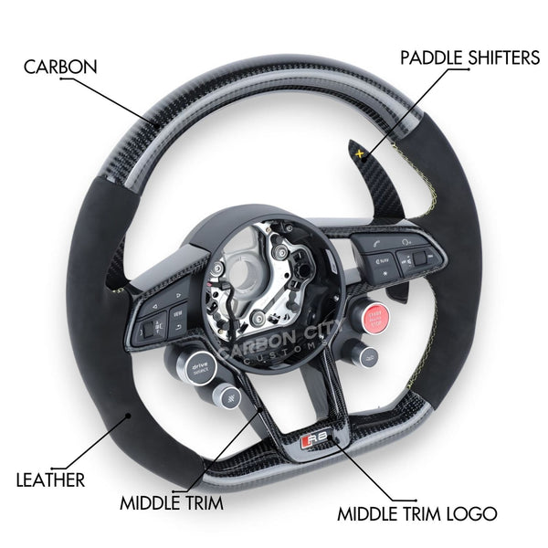 Audi R8/TT Style Customizable Steering Wheel (Fits 2010+ All Models) - Carbon City Customs