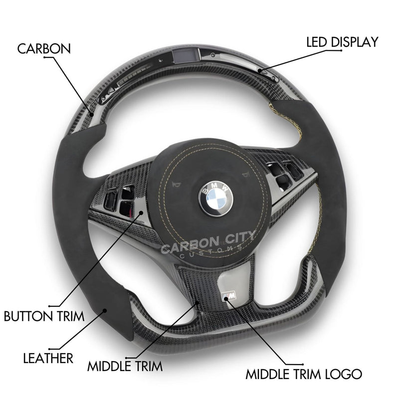 BMW E63 M6 Style Customizable Steering Wheel - Carbon City Customs