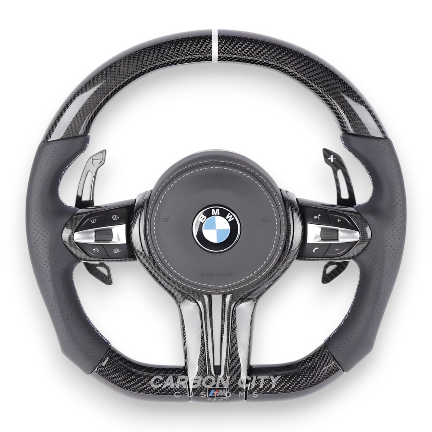 BMW M-style carbon fiber steering wheel