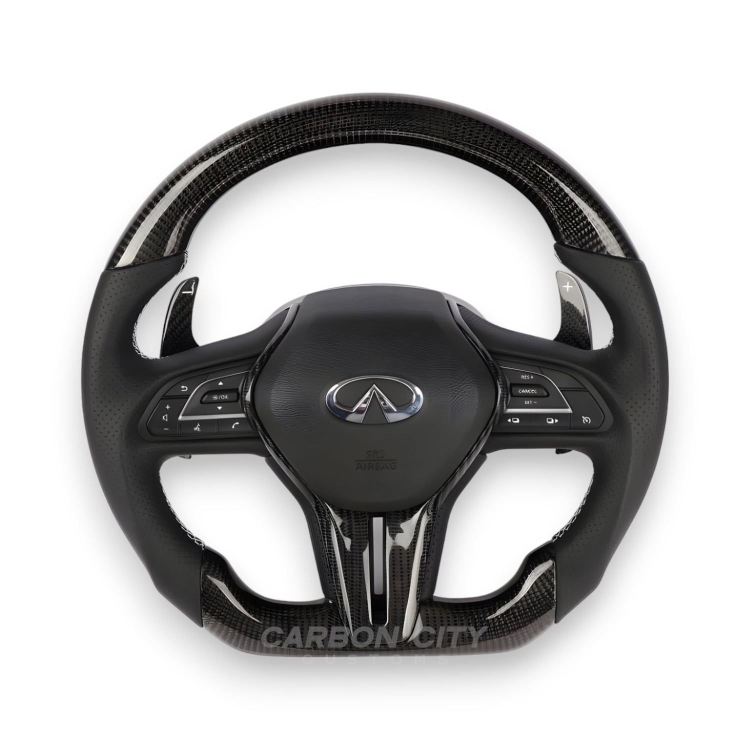 Infiniti custom steering wheel front close-up