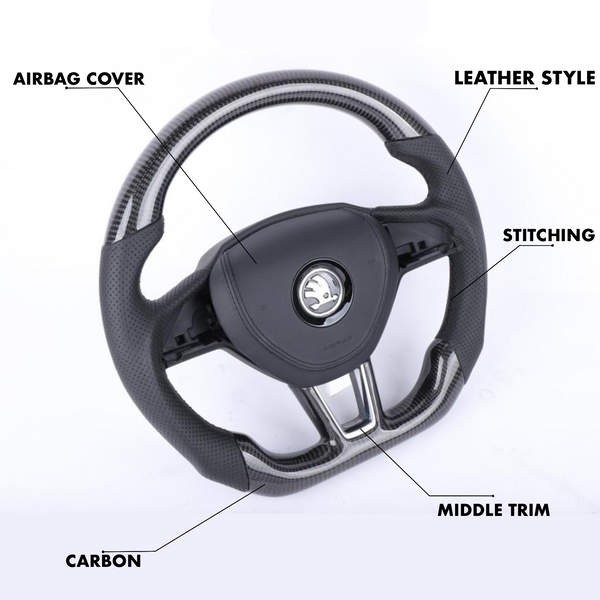 Skoda Octavia Style Customizable Steering Wheel - Carbon City Customs