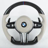 BMW M Style Pre Designed White Steering Wheel - Carbon City Customs