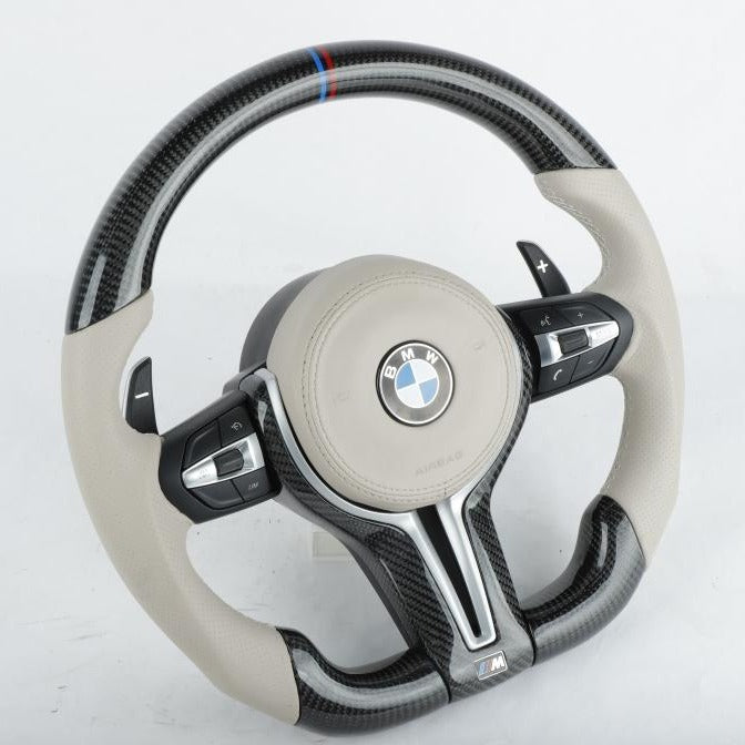 BMW M Style Pre Designed White Steering Wheel - Carbon City Customs